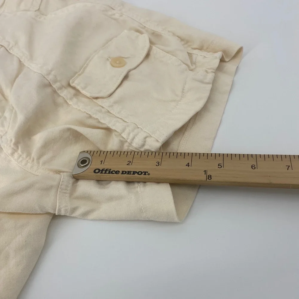 Level 99 Cargo Shorts Womens 26 Cream Linen Blend Wanderlusk Utility Summer
